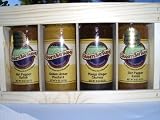 2 Hot Pepper Relish, Mango Ginger Chutney, Golden Honey Mustard, 4 Jar Gift Pack in Wooden Crate