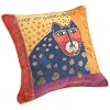 Brentwood Laurel Burch 18-Inch Embroidered Tapestry, Blue Cat with Red Face, Orange