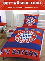 FC Bayern M&uuml;nchen Bettw&auml;sche 135x200 80x80 NEU OVP "Motiv 2"