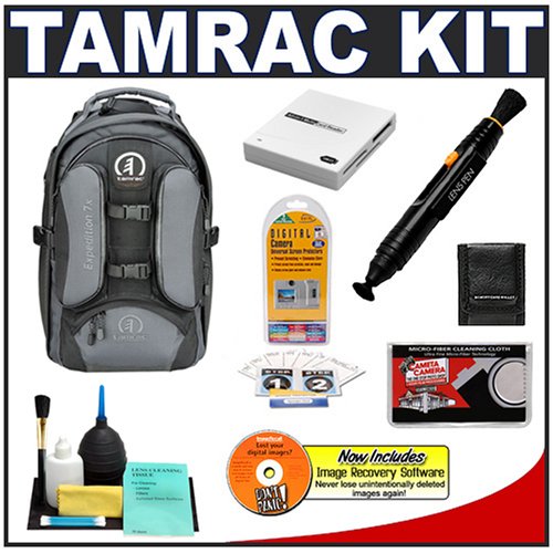 Tamrac 5587 Expedition 7x Camera Backpack (Black/Gray) + Accessory Kit for Canon Rebel XSi, XS, T1i, XTi, 50D, 7D, Nikon D40, D60, D3000, D5000, D90, D300, D300s, D700, Olympus Evolt E-30, E-450, E-520, E-620, and Sony Alpha A230, A330, A380, A500, A550, A700 Digital SLR Cameras