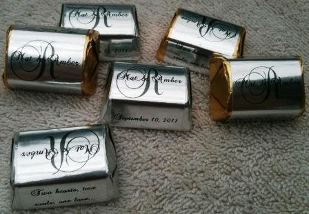 210 Silver Foil Monogram Wedding Candy wrappers/stickers/labels (Personalized Favors)