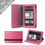 Acase(TM) Kindle Fire Premium Micro Fiber Leather Case with built-in Stand for Kindle Fire Full Color 7 Multi-touch Display, Wifi (Pink)