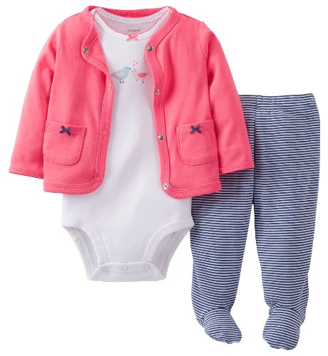 Carter's Baby Girls' 3 Piece Footed Set (Baby) - Pink
