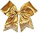 Chassé Girls' Metallic Rhinestone Performance Hair Bow Metallic Gold