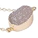 MJARTORIA Gold Color Bezel Oval Shape Natural Stone Grey Quartz Pendant Healing Druzy Necklace