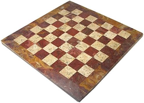 16" Coral and Red Marble Chess Board