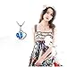 DDU(TM) 1Pc Sky Blue- Stylish Artificial Gem Love Heart Shape Pendant Chain Necklace Valentines Gift
