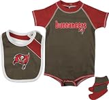 Tampa Bay Buccaneers Infant Creeper, Bib, and Bootie Set