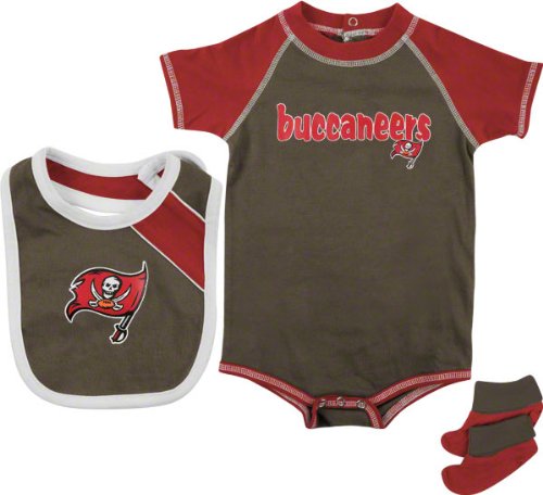 Tampa Bay Buccaneers Infant Creeper, Bib, and Bootie Set
