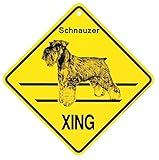 Schnauzer XING サインボード：シュナウザー 横断 注意 英語 看板 Made in U.S.A [並行輸入品]