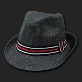 Black & Red Straw Fedora Hat Hats Size L/XL