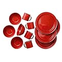 Stainless-Steel Rim Outdoor Tableware Set - Red