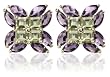 14k Yellow Gold Peridot & Amethyst Flower Earrings
