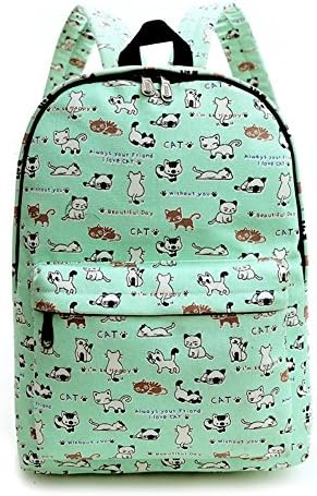 Romantic Walker Cute Animals Patterned Casual Backpack Students' School Bag (Green)