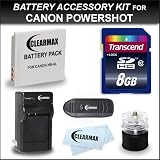 Clearmax® Canon Powershot Transcend 8gb Power Kit for Canon Powershot D10, D20, SX240 HS, SX260 HS,Canon ELPH 500 HS, S90, S95, SD4000 IS, SD3500, SD1300 IS, SD980 IS, SD1200 IS Includes Transcend Class 10 8gb SDHC Memory Card + NB-6L Canon Compatible Battery + Ac/dc Mini Traveling Charger + Card Reader + Cap Tripod + Microfiber Cleaning Cloth
