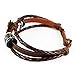 November's Chopin (TM) Unique Metal Button Ring Braided Leather Adjustable Wrap Bracelet