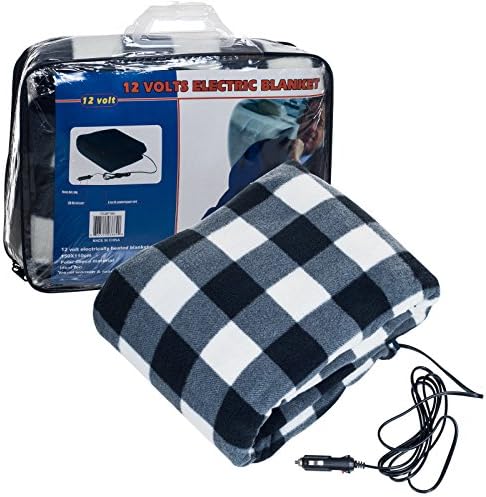 Electric Plaid Car Heated Blanket for Automobiles - Heats up With 12 Volts