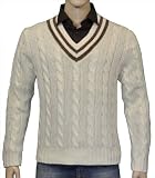 Polo Ralph Lauren Men's V-Neck Sweater-Cream/Brown