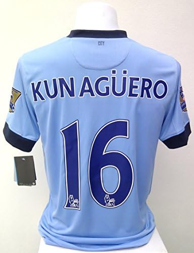 KUN AGUERO #16 Manchester City Home Soccer Jersey 2014/15 size S