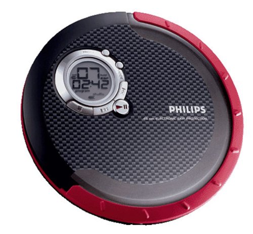 Philips AX5212 Compact & Slim Portable CD Player (Carbon and Red)