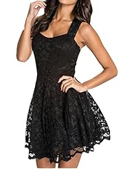 Sexy Lace Keyhole Flared-Skirt Skater Dress/Club Dress/Party Dress/Mini Dress 
