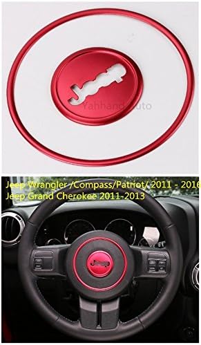 Yahhand Auto Interior Aluminum Steering wheel decorative Cover Trims for Jeep Wrangler / Compass/Patriot 2011 - 2016 Jeep Grand Cherokee 2011-2013 2pcs