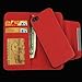 Red Detachable PU Leather Wallet Card Case & Back Cover With Detachable Hand Strap Wristlet and Card Slot Holder For Apple iphone 5 / 5S