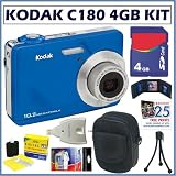 Kodak Easyshare C180 10MP Digital Camera in Blue + 4GB Deluxe Accessory Kit