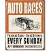 Vintage Auto Races Tin Sign , 12x16