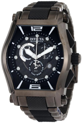 Invicta Men's 0746 Reserve Tonneau Chronograph Black and Gunmetal Stainless-Steel Watch