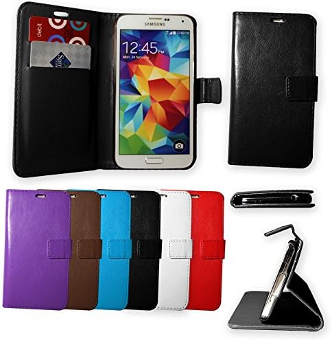 Newbilityusa for Samsung Galaxy S5 SV Leather Flip Card Wallet Standing Case Cover (black)