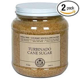 India Tree Turbinado Sugar, 3-Pound Jars (Pack of 2)