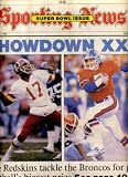 Sporting News January 25 1988 Washington Redskin vs Denver Broncos in Super Bowl XXII Cover, Reggie Williams/Los Angeles Lakers, Steve Alford/Dallas Mavericks