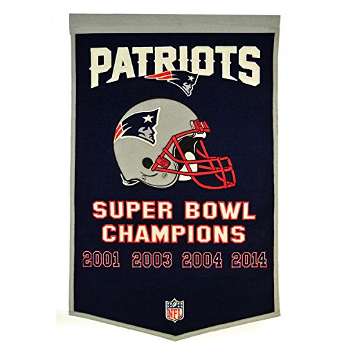 New England Patriots 24x36 Genuine Wool Super Bowl Champions Dynasty Banner NFL NWT