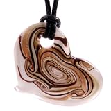 Pendentif coeur en verre en forme de collier - Remous or et de bronze - BIJOUX DE VERRE
