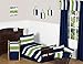 Sweet Jojo Designs Navy Blue, Lime Green and White Kids Bathroom Fabric Bath Stripes Shower Curtain