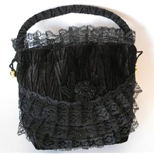 Lolita Gothic Coin Hand Bag Purse Deathrock Black Lace Funeral 80s