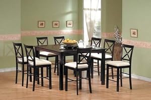 Amazon.com: 9pc Counter Height Dining Table with Lazy Susan &amp; Stools