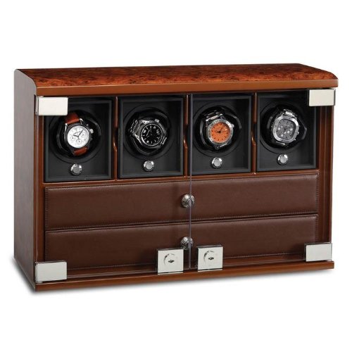 4-Module Briarwood Watch Winder with Watch Storage Trays by Underwood