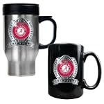 Alabama Crimson Tide NCAA 09' Champs 16oz Stainless Travel Mug & 15oz Black Ceramic Mug Set