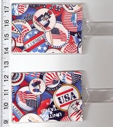 Set of 2 Oversize Luggage Tags Vote USA Patriotic Buttons