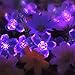 FAMILOVE Christmas Trees Halloween Day Blossom Flower Solar Powered 23ft 50 LED Waterproof Fairy Lighting for Garden Patio Wedding Party and Holiday Decorations(Purple)