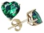 1.80 cttw Heart Shape Created Emerald Earring Studs in 14k Yellow Gold