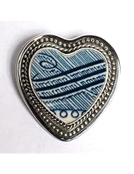 Vintage Blue Bird Broken China Jewelry Sterling Brooch Pin Pendant