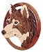 Distinctive & Unique Hand Carved Decorative Wooden Wall Hanging Decor Art Sculpture - Wolf Head (15" x 12" Oval)