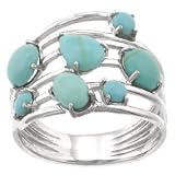 Sterling Silver Turquoise Multi-Stone Ring, Size 8