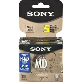 Sony 80 Minute MiniDisc MD Premium Gold (5 Pack) by Sony