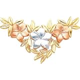 14K Tri Color Gold Flower Slide Pendant Jewelry New