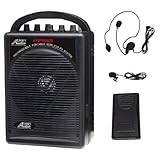 Portable All-in-one Wireless Pa System with Recharge Battery In Black with Headset & Lapel