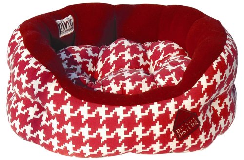 Pinc International Deluxe Soft Dog Tooth Fleece Bed, Red, Small